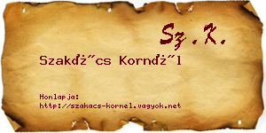 Szakács Kornél névjegykártya